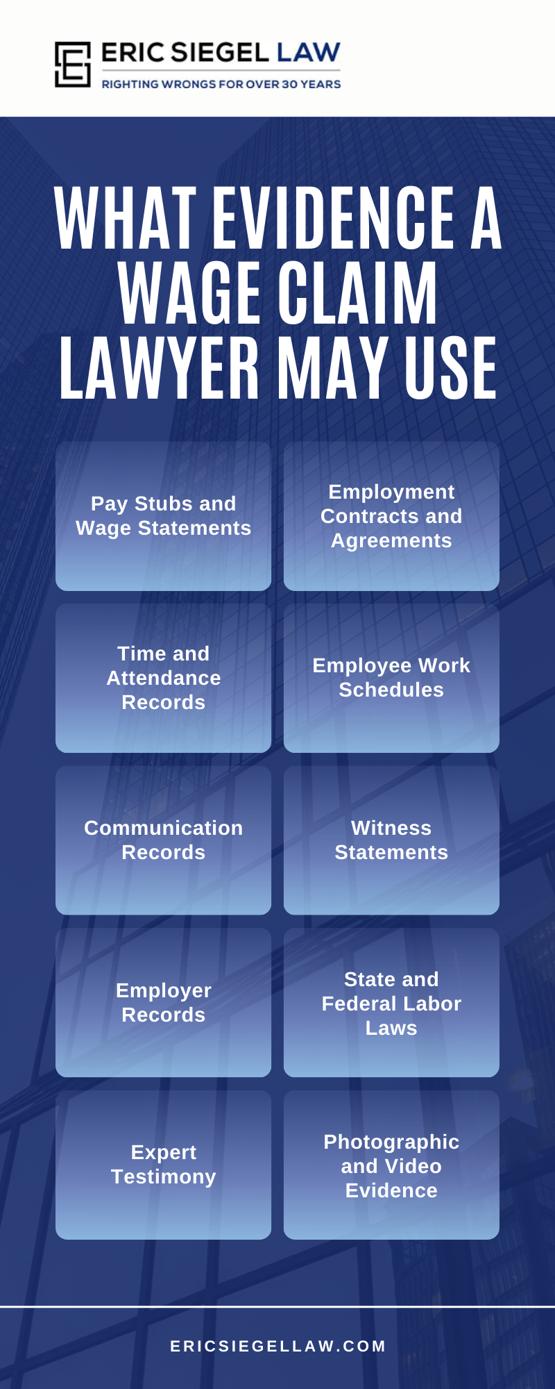 What Evidence A Wage Claim Lawyer May Use Infographic